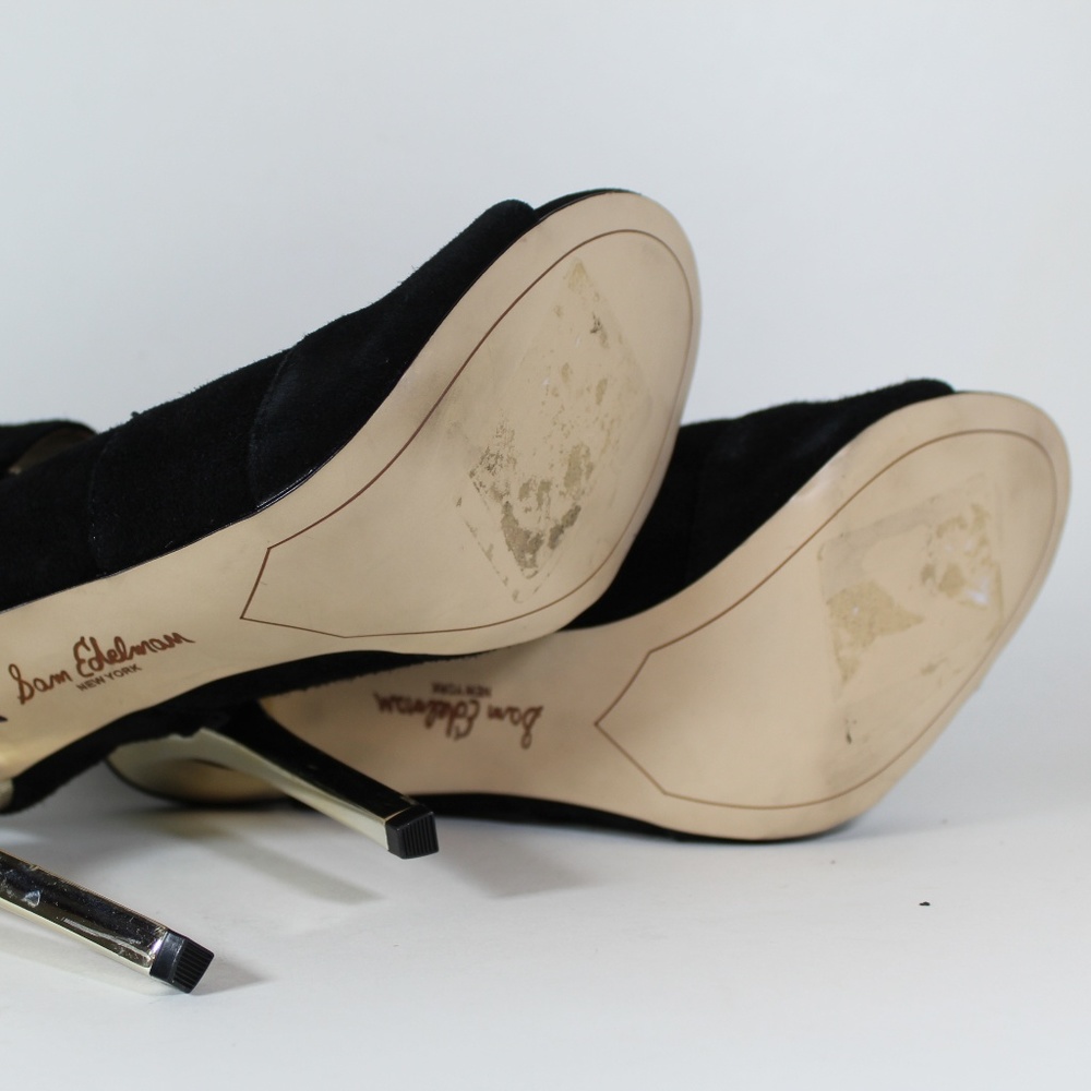 SAM EDELMAN PALMA SUEDE PEEP TOE STRAP HEELS 9.5 - Picture 6 of 7